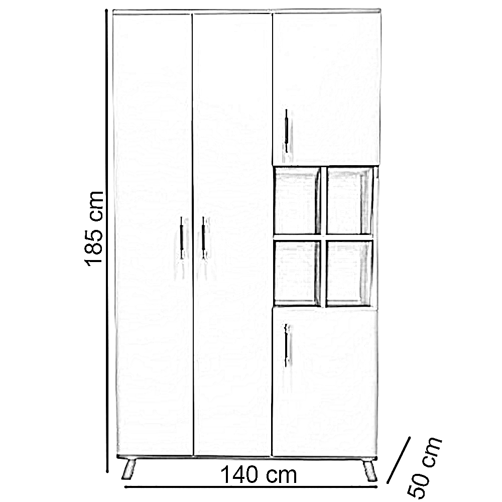 دولاب خشب ام دي اف، 140*50*185 سم