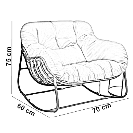 طقم كراسي هزاز خارجي مع ترابيزة خارجية ستيل وراتان، 3 قطع