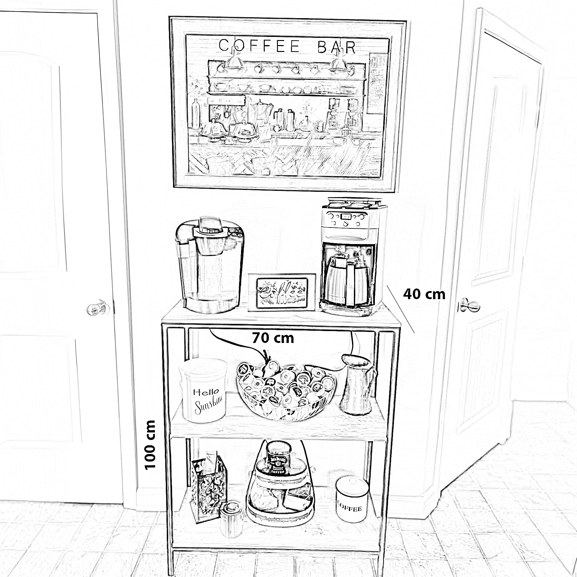 كوفي كورنر ستيل و خشب، 70*40*100 سم