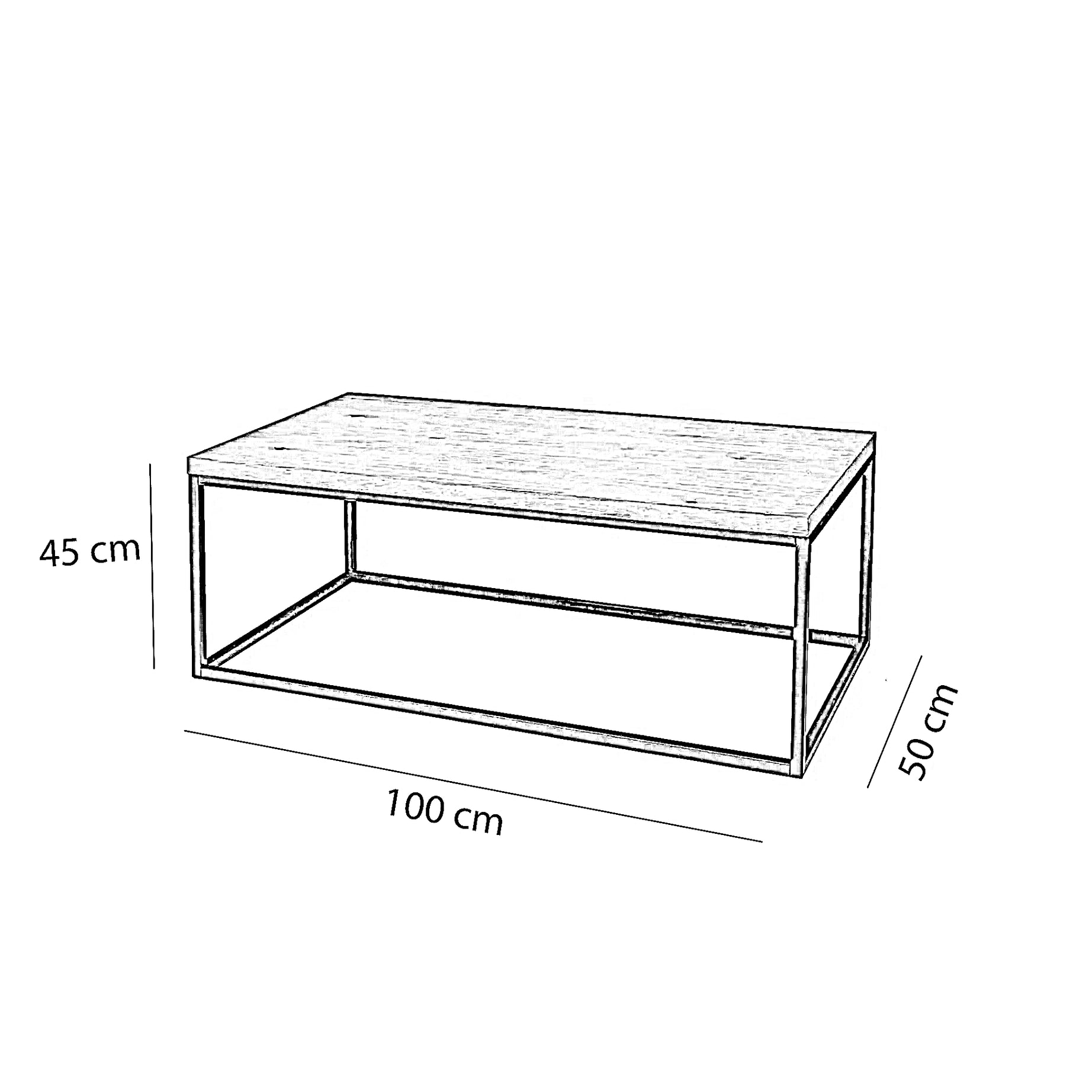 ترابيزة قهوة ستيل، 100*50*45 سم