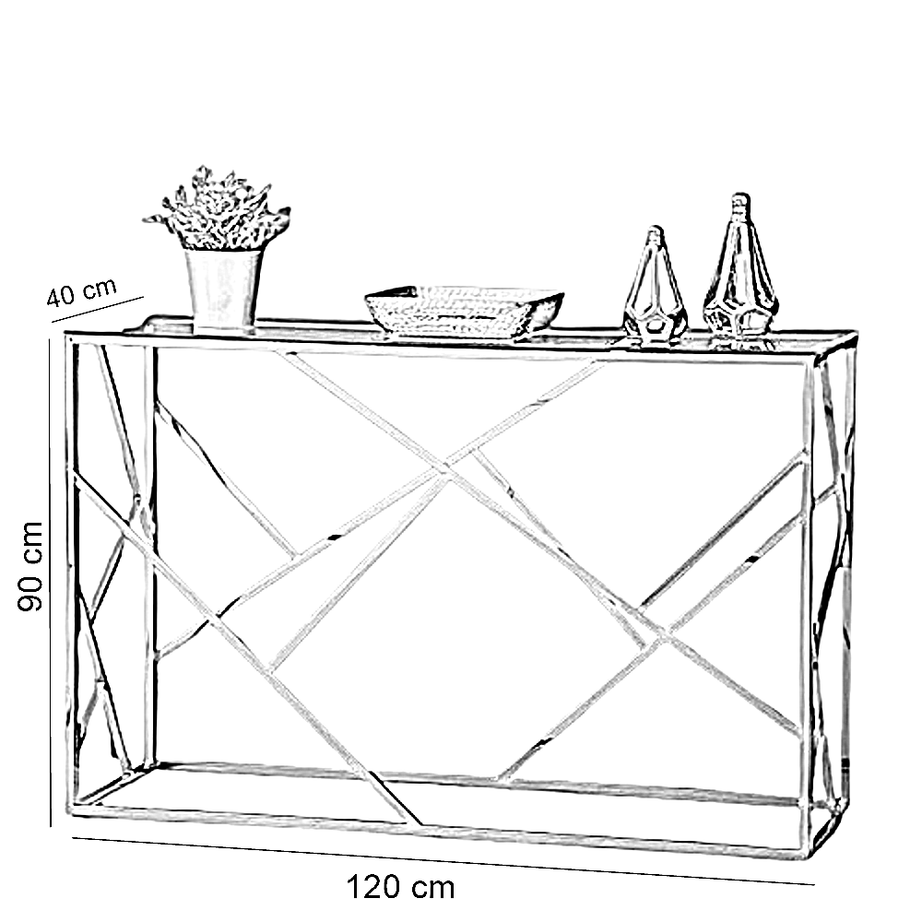 كونسول ستيل بسطح زجاجي، 40*120*90 سم
