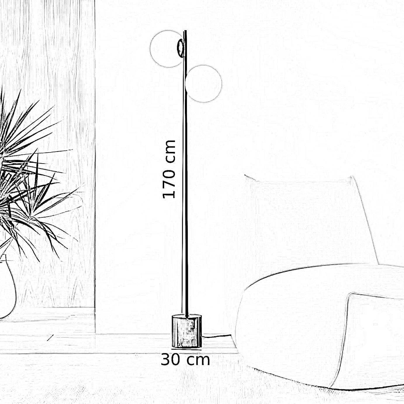 أباجورة ستيل و رخام، 30*170 سم