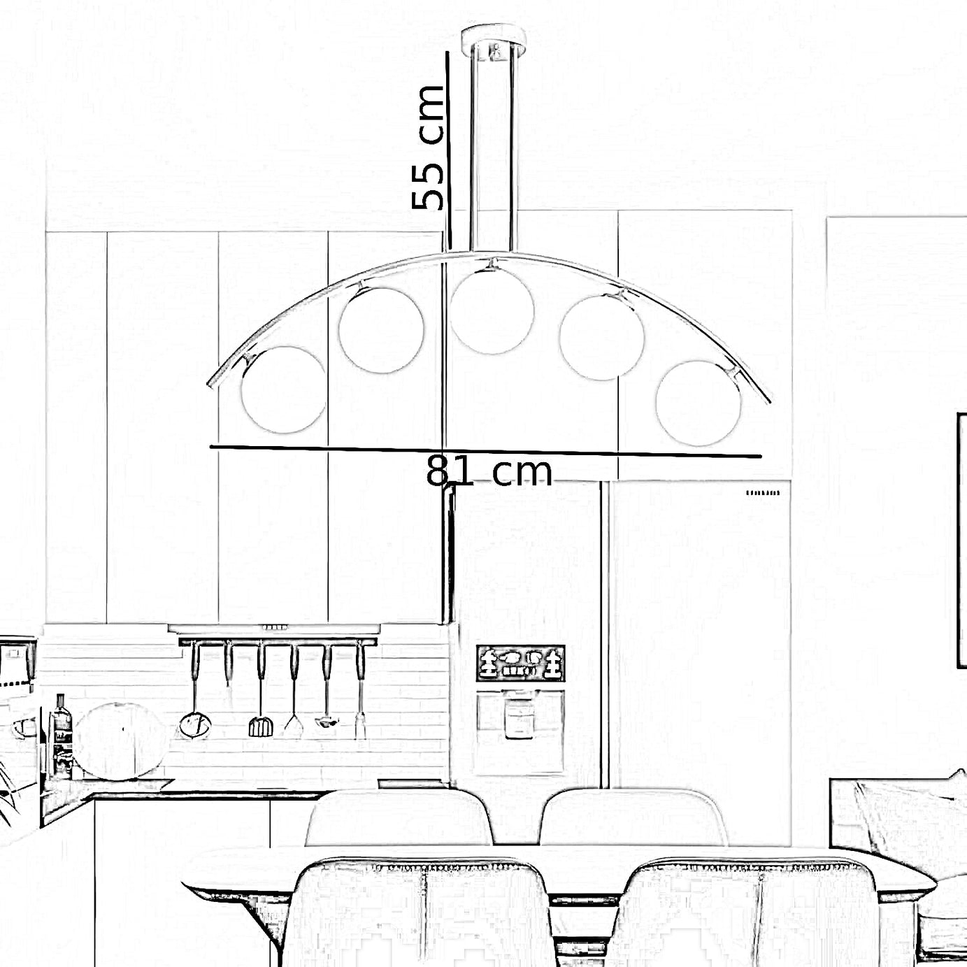 نجفة ستيل و زجاج، 81*55 سم