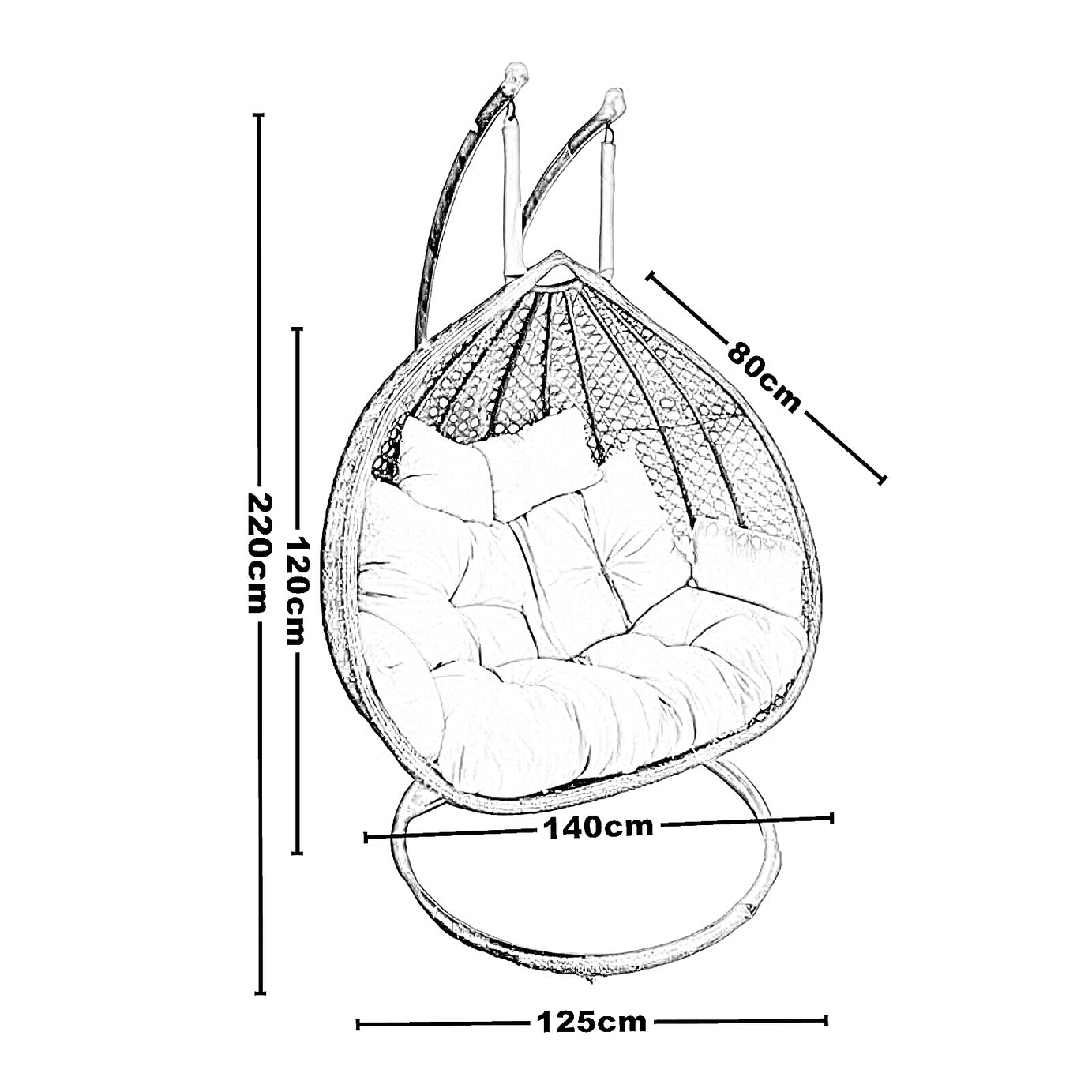 أرجوحة معدن و راتان، 140*80*120 سم
