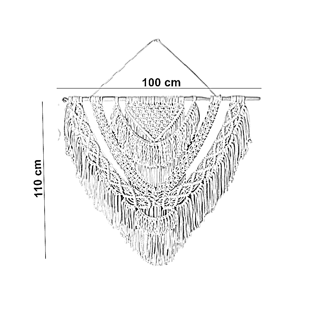 مكرمية حائط خشب، 100*110 سم