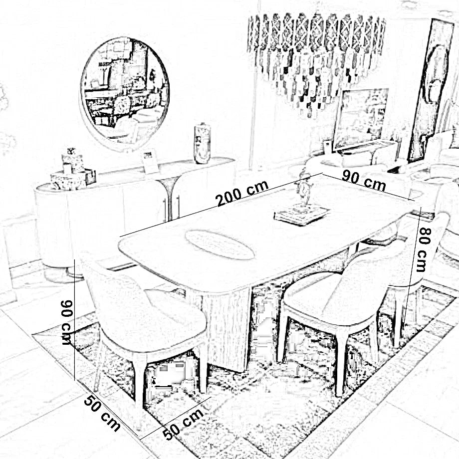 طقم سفرة خشب زان و كونتر، 7 قطع