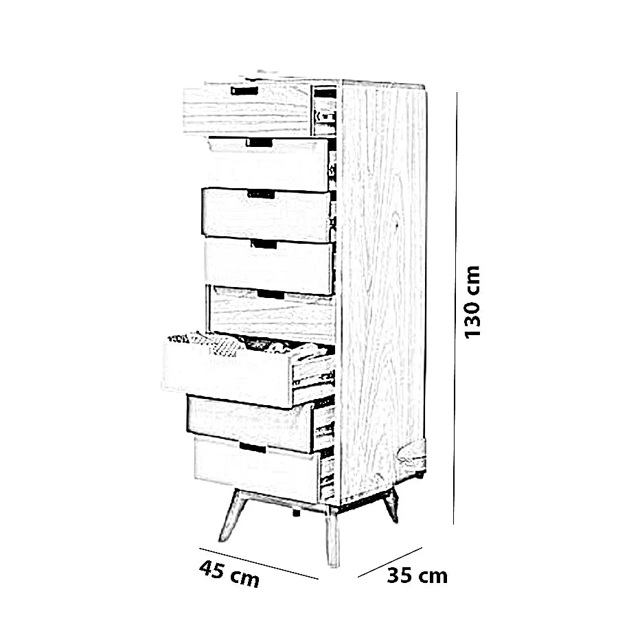 وحدة أدراج خشب كونتر و موسكي، 45*35*130 سم