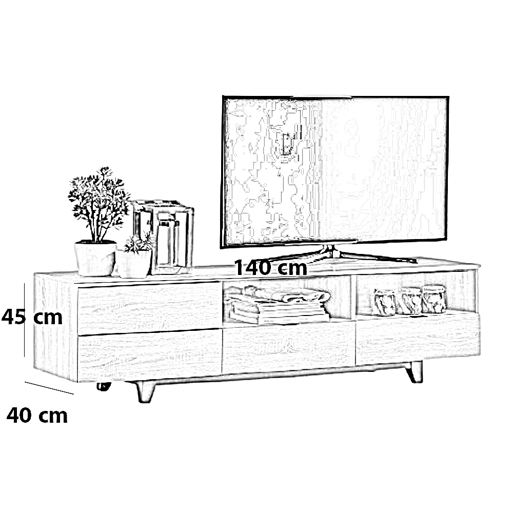 ترابيزة تليفزيون خشب ام دي اف، 140*40*45 سم