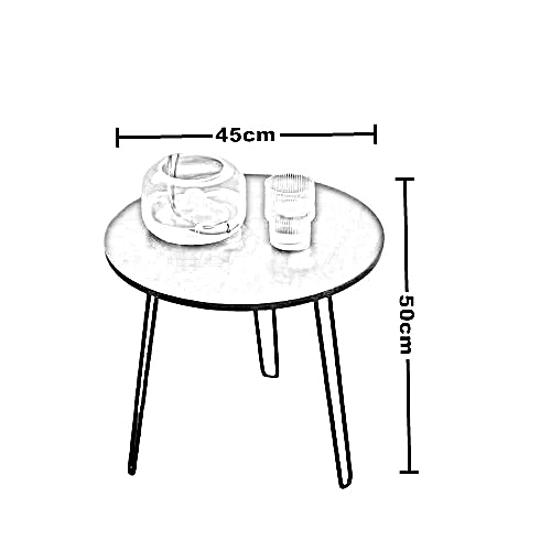 ترابيزة جانبية ستيل بسطح خشب، 45*50 سم