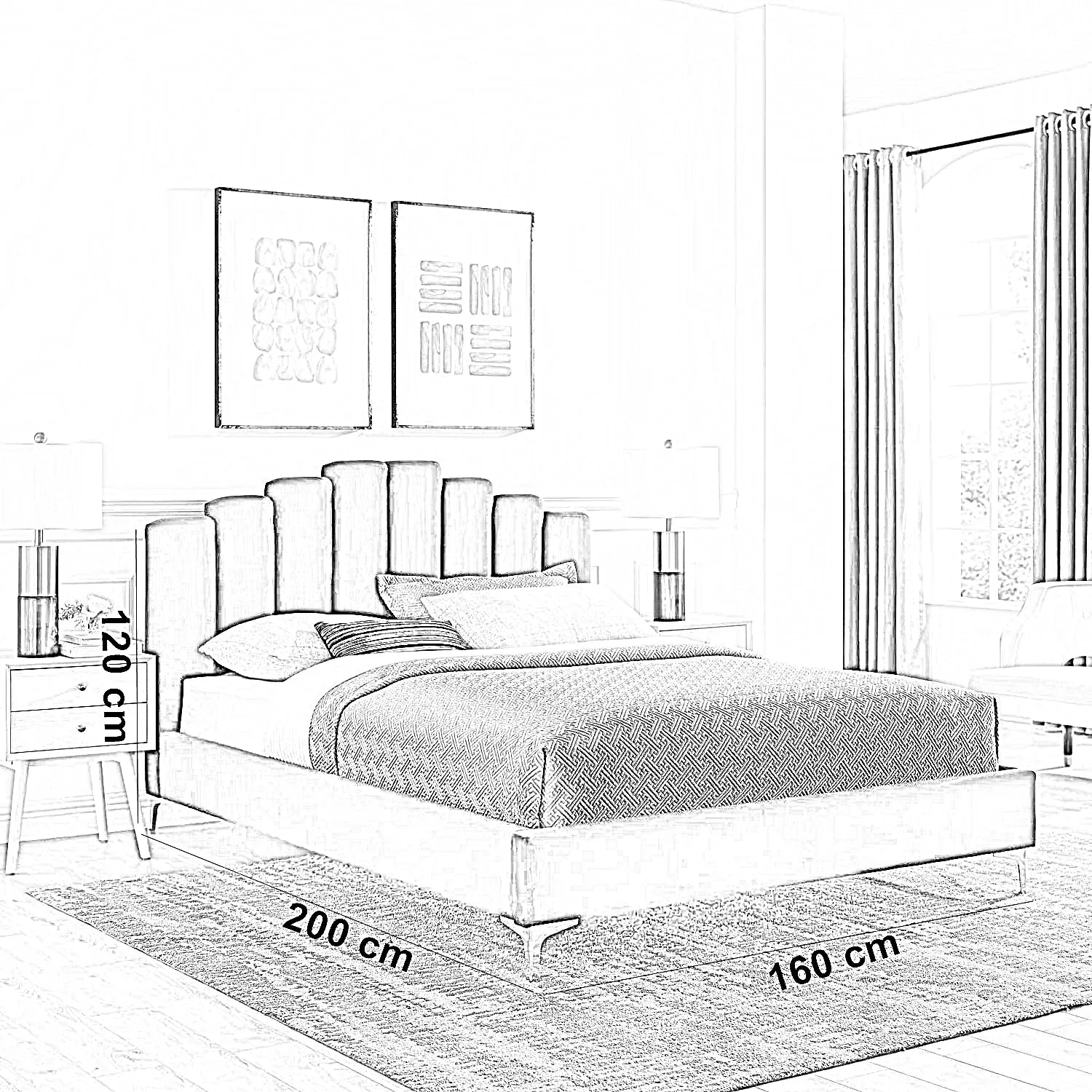 سرير كينج خشب ام دي اف و زان، 160*200*120 سم