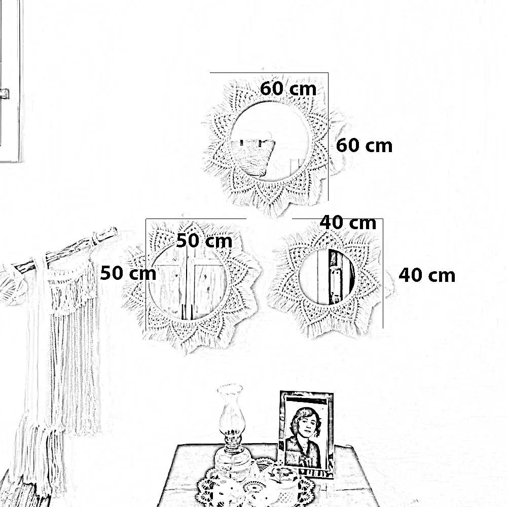 طقم مرايات مكرمية، 3 قطع