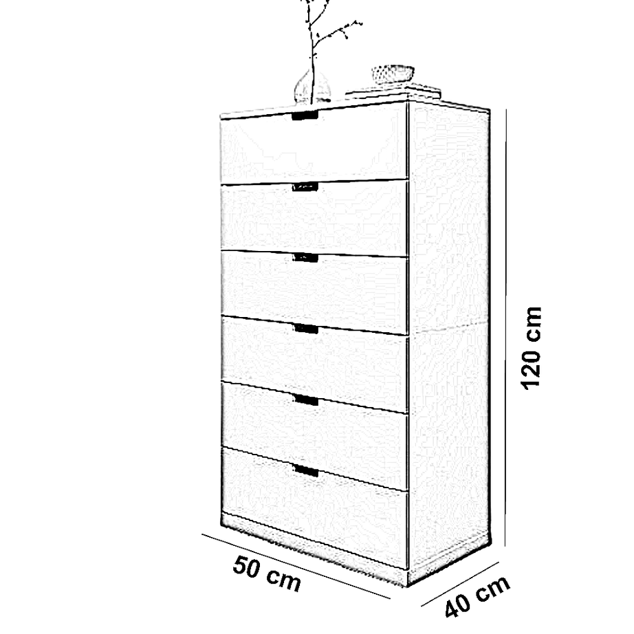 وحدة أدراج خشب ام دي اف، 50*40*120 سم