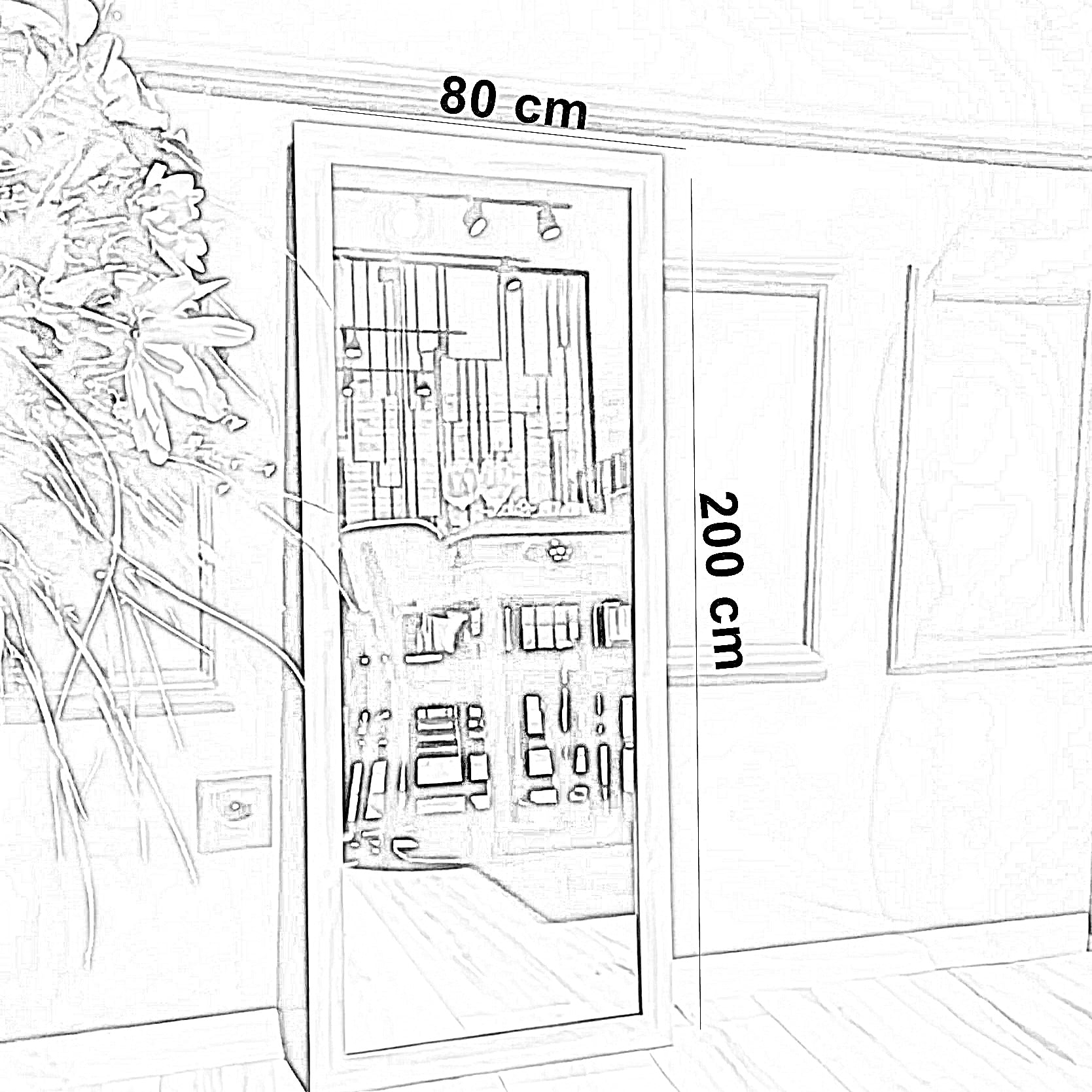 مرايا بإطار خشب، 80*200 سم