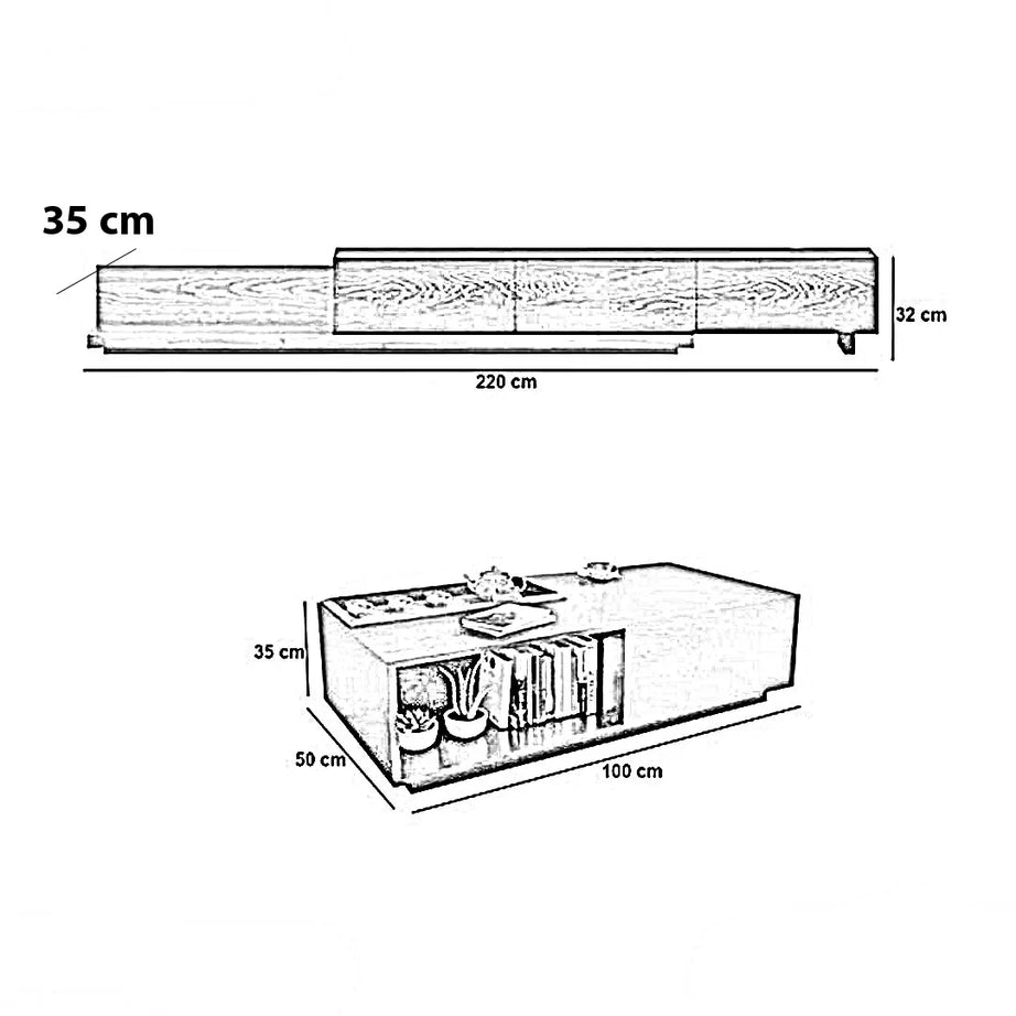 طقم ترابيزة تليفزيون مع ترابيزة قهوة، قطعتين