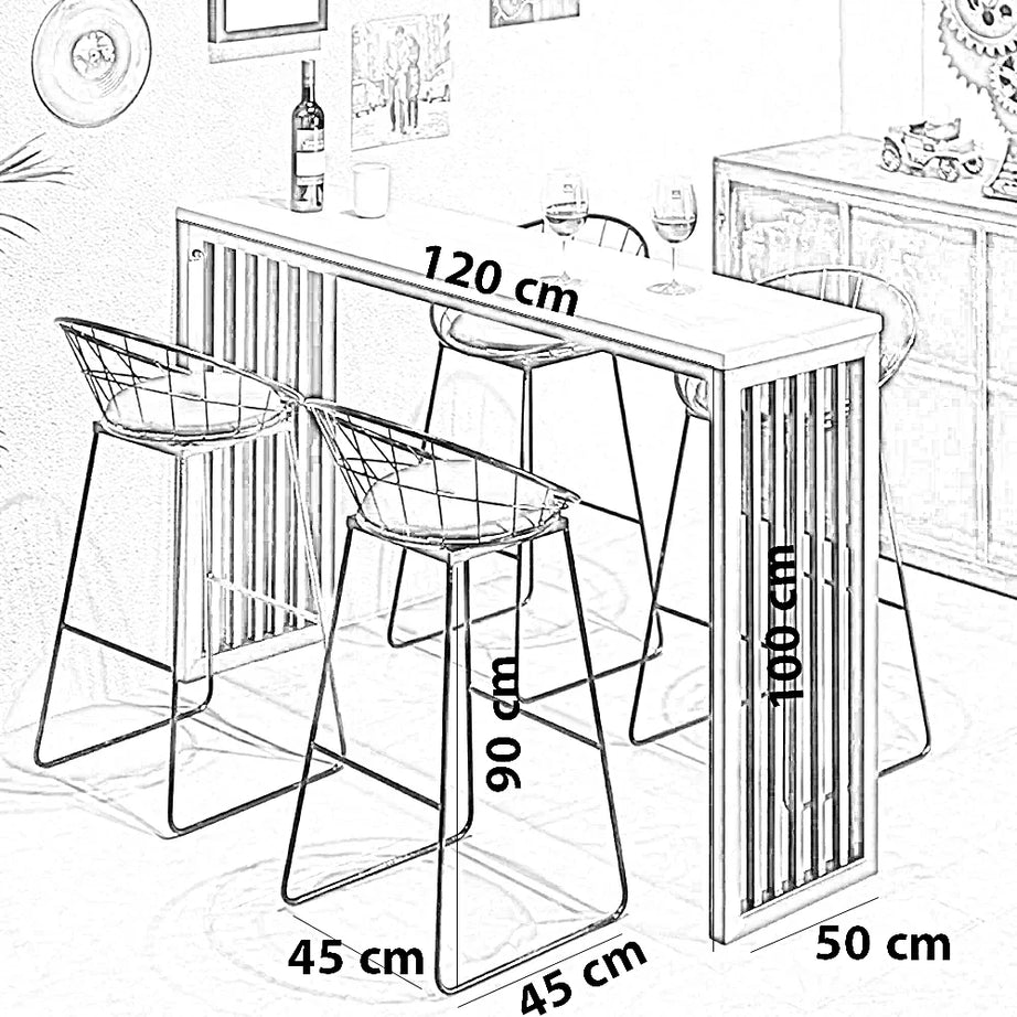 طقم سفرة ستيل وخشب ام دي اف، 5 قطع