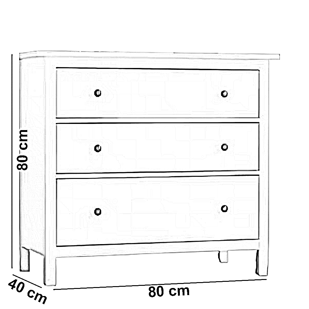 وحدة أدراج خشب ام دي اف، 80*40*80 سم