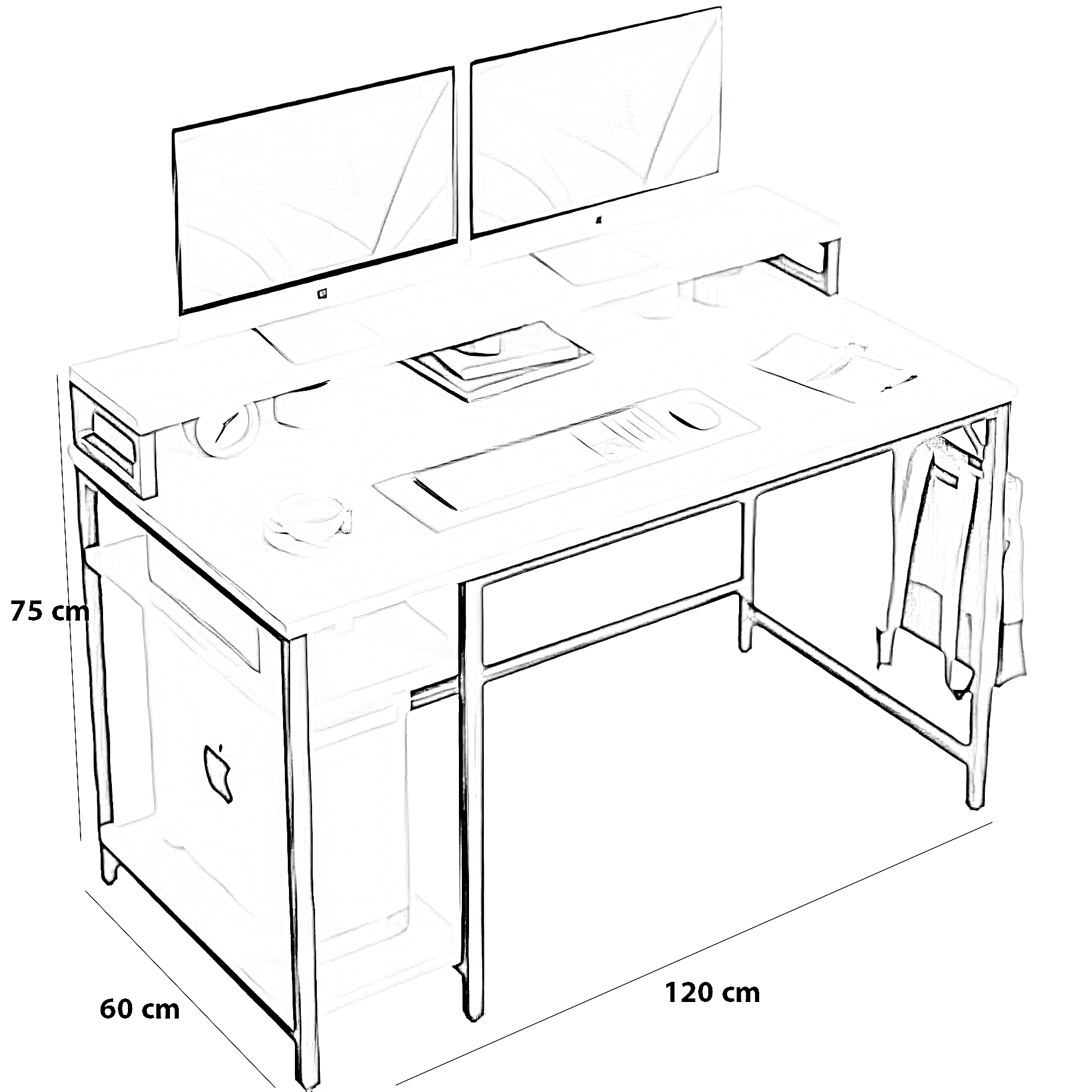 مكتب معدن، 120*60*75 سم