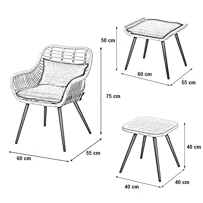 طقم خارجي ستيل وراتان، 5 قطع