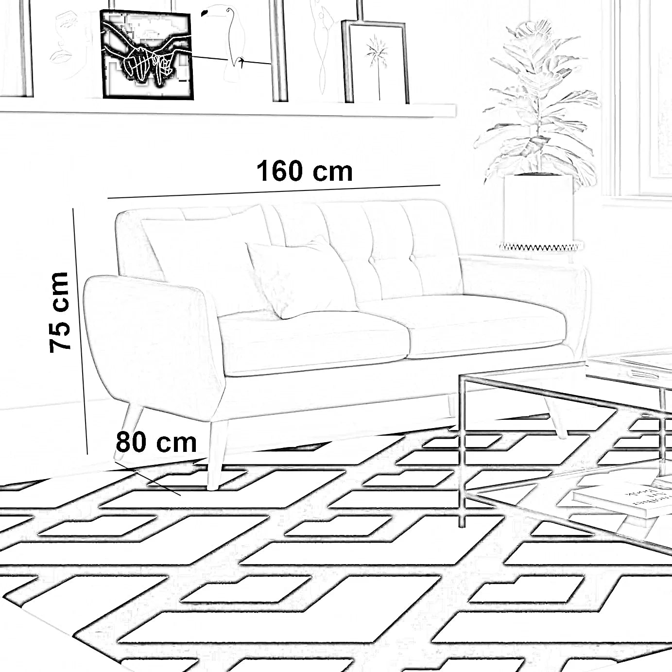 كنبة خشب زان، 160*80*75 سم