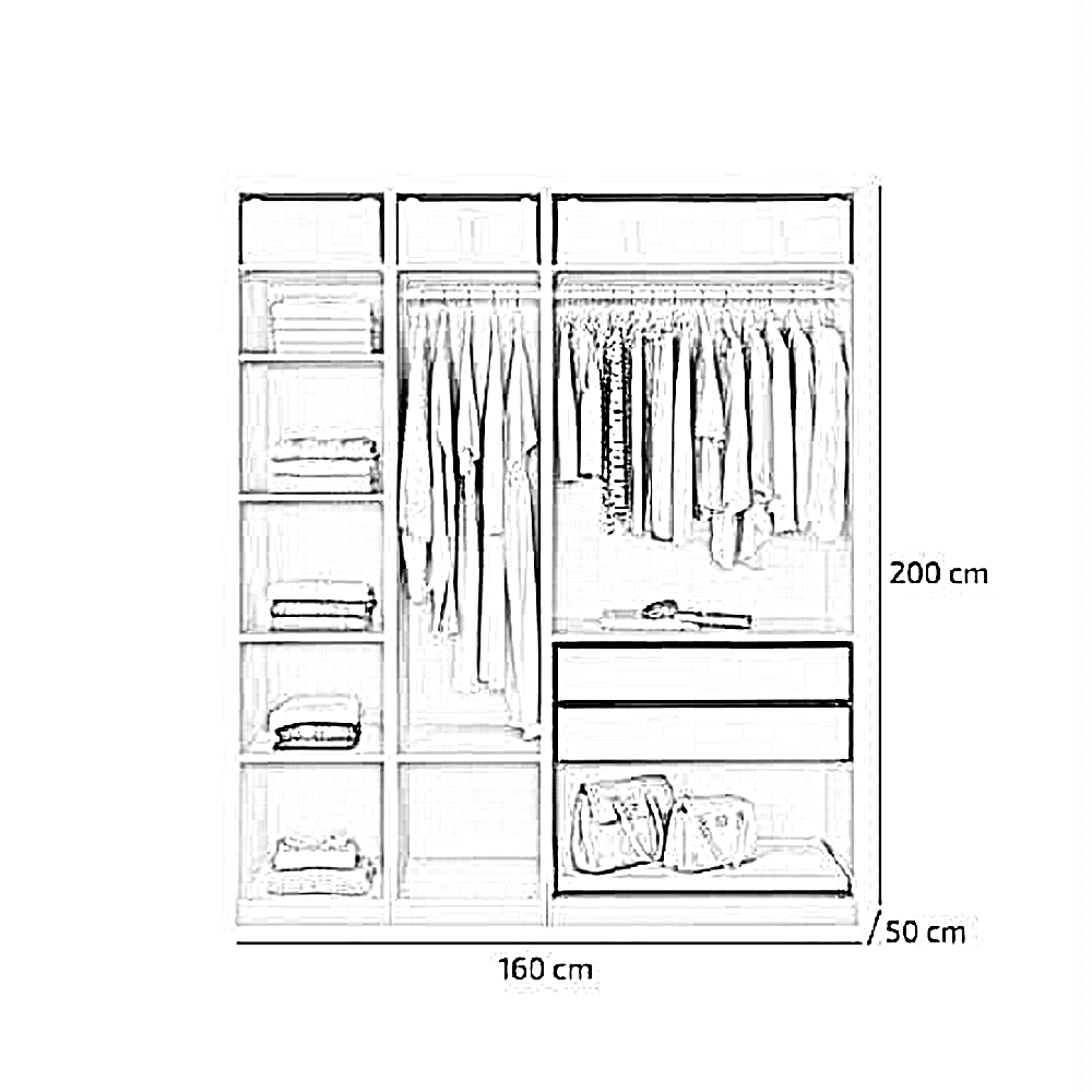 دريسينج خشب ام دي اف أسباني، 160*50*200 سم