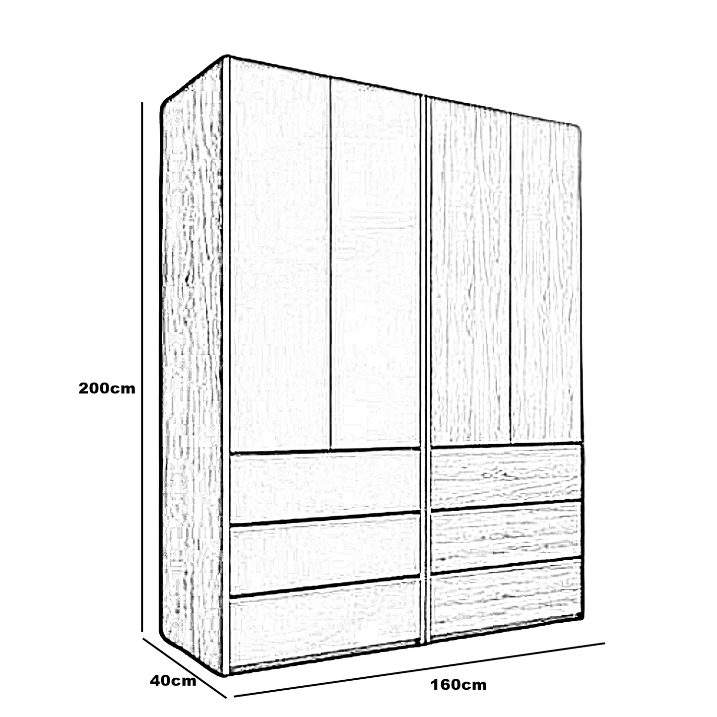 دولاب خشب ام دي اف، 160*40*200 سم