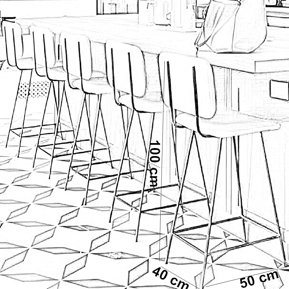 كرسي بار ستيل و جلد، 40*50*100 سم