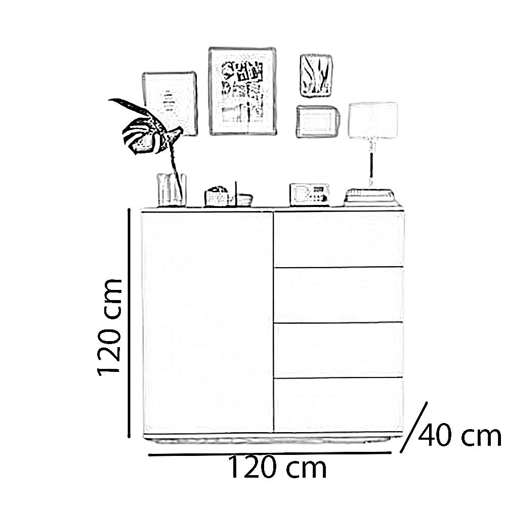 وحدة تخزين خشب ام دي اف، 120*40*120 سم