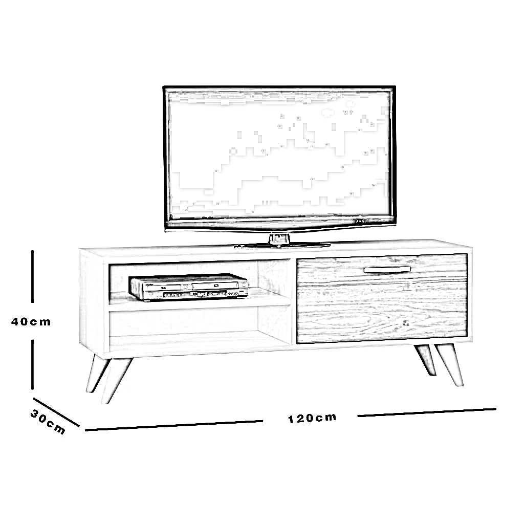 ترابيزة تليفزيون ام دي اف، 120*30*40 سم