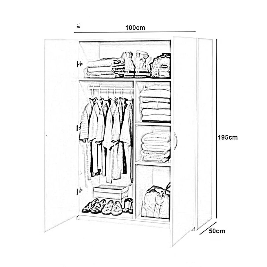 دولاب خشب ام دي اف، 100*50*195 سم