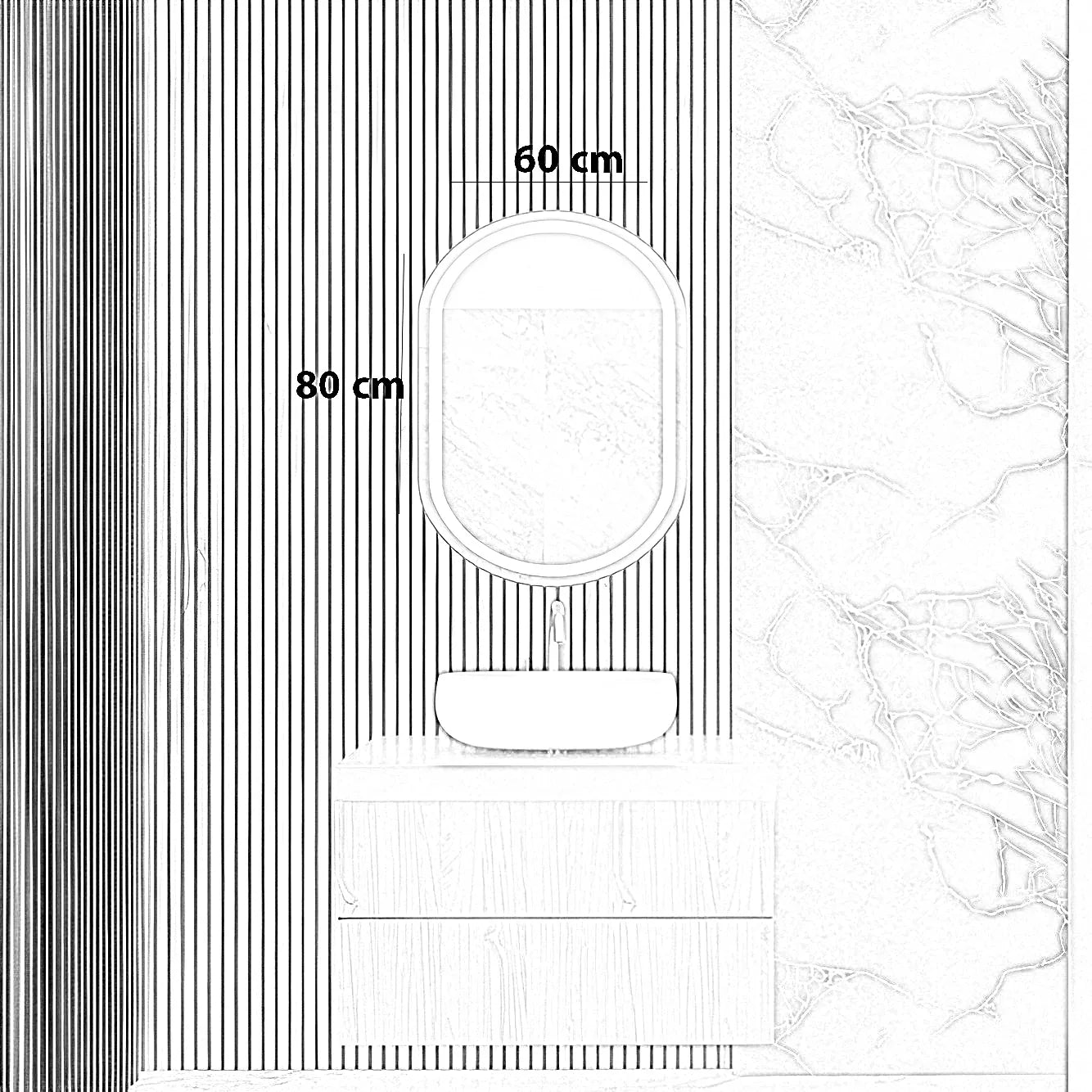 مرايا ليد، 60*80 سم