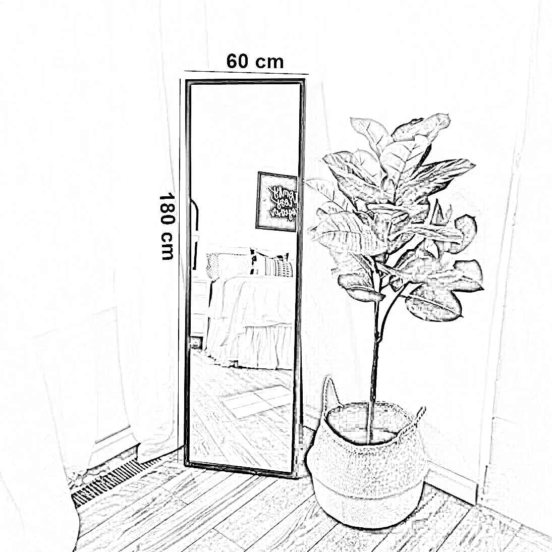 مرايا بإطار ستيل، 60*180 سم