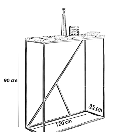 كونسول معدن بسطح جرانيت، 120*35*90 سم