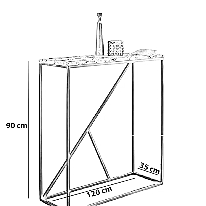 كونسول معدن بسطح جرانيت، 120*35*90 سم