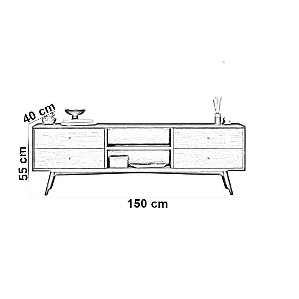 ترابيزة تليفزيون خشب كونتر، 150*40*55 سم