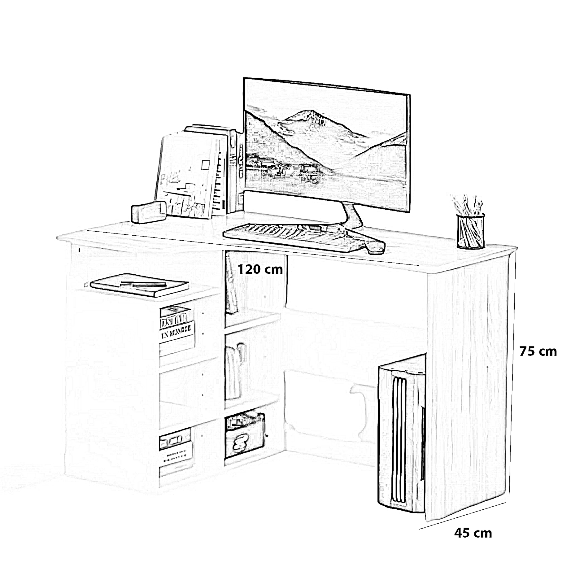 مكتب خشب ام دي اف، 120*45*75 سم