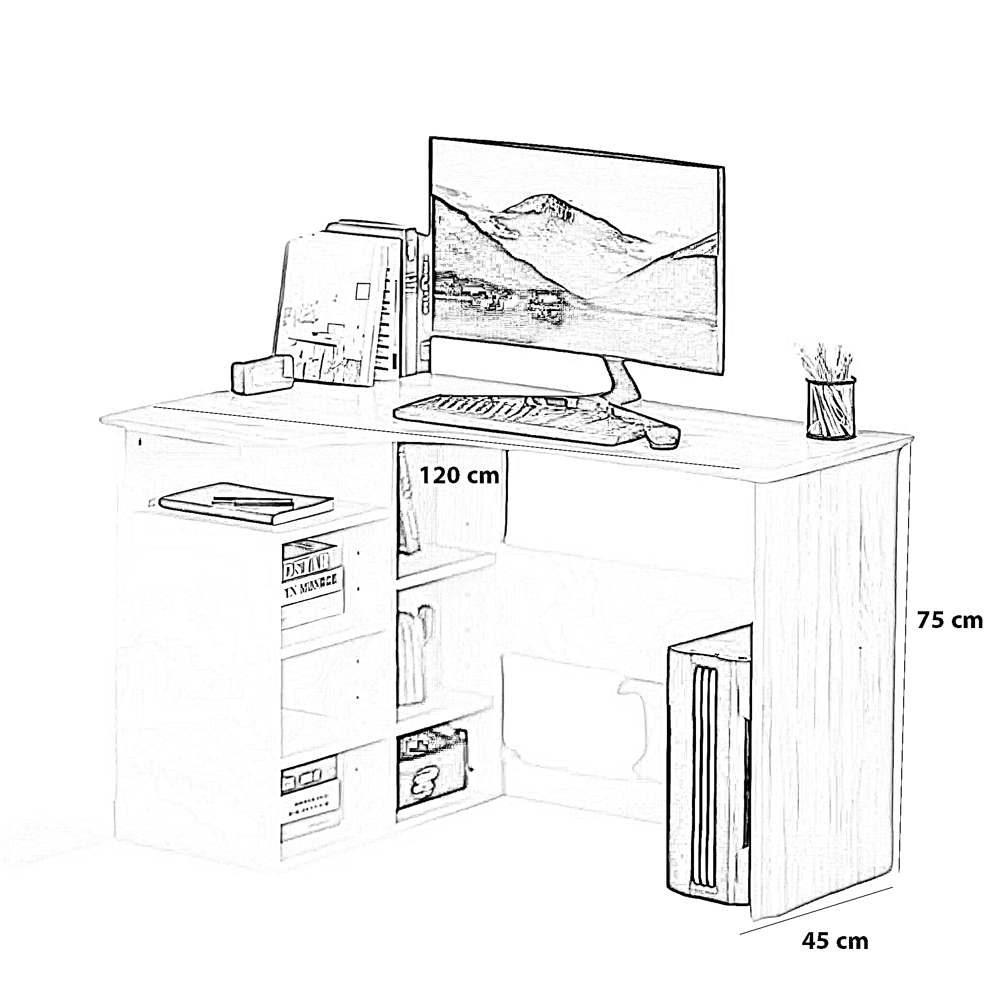 مكتب خشب ام دي اف، 120*45*75 سم