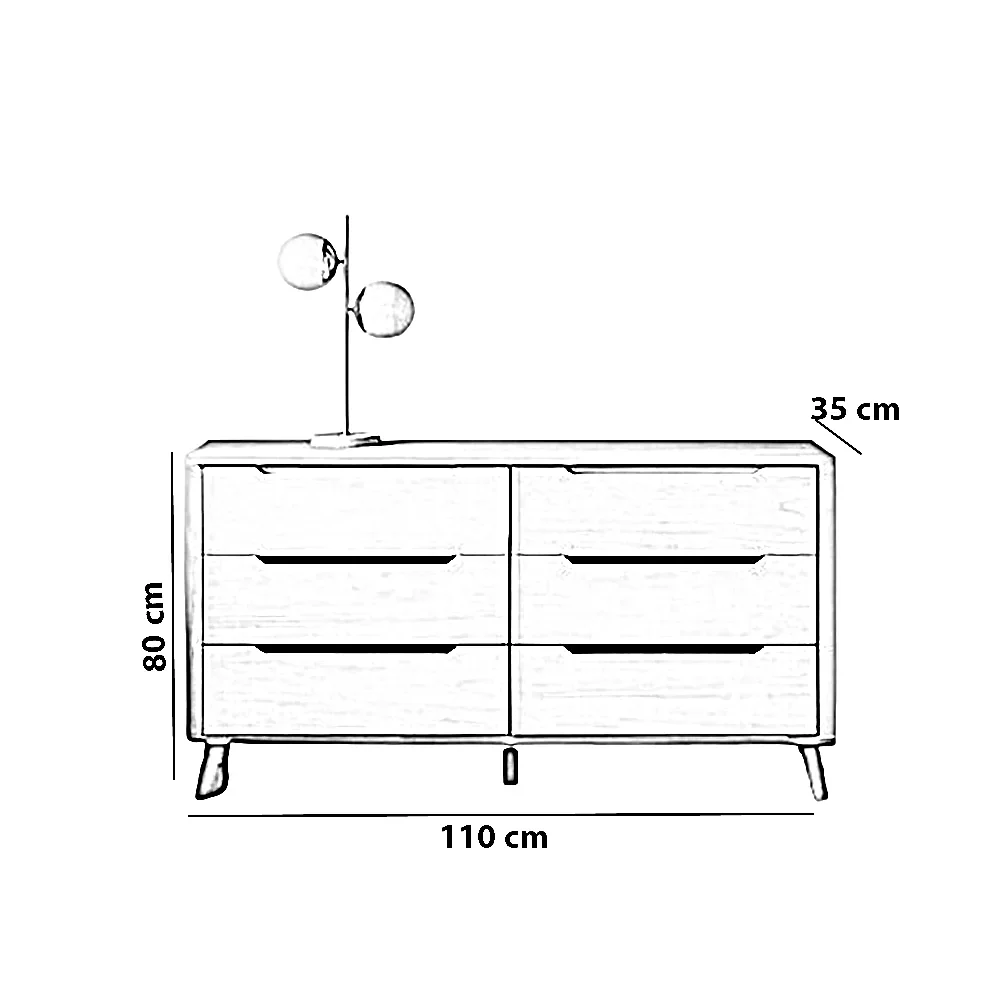 وحدة أدراج خشب كونتر و موسكي، 110*35*80 سم