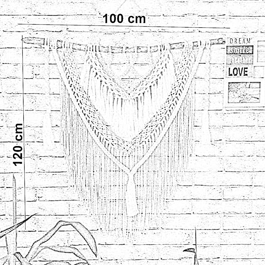 مكرمية حائط خشب، 100*120 سم
