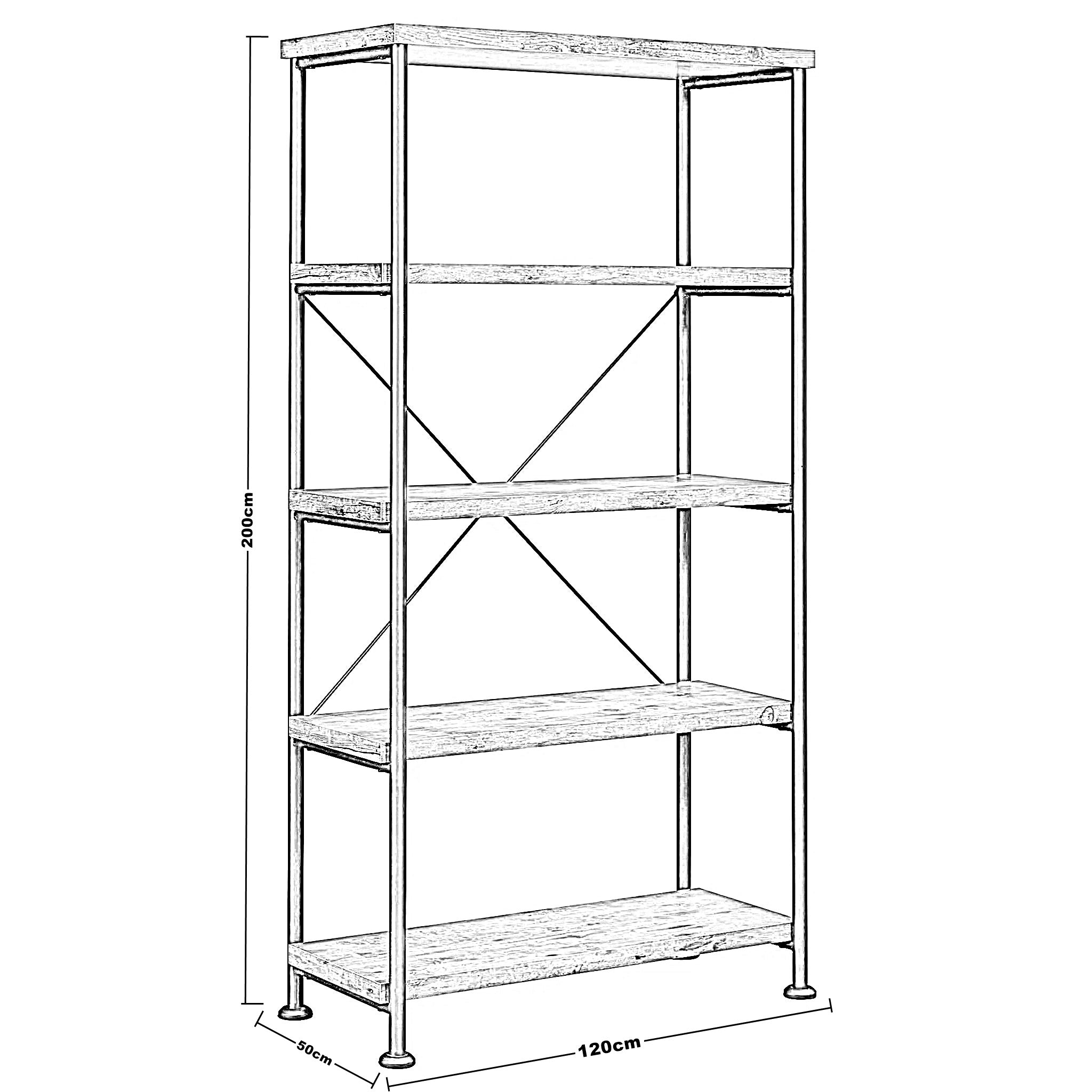 وحدة تخزين بأرفف خشبية، 120*50*200 سم