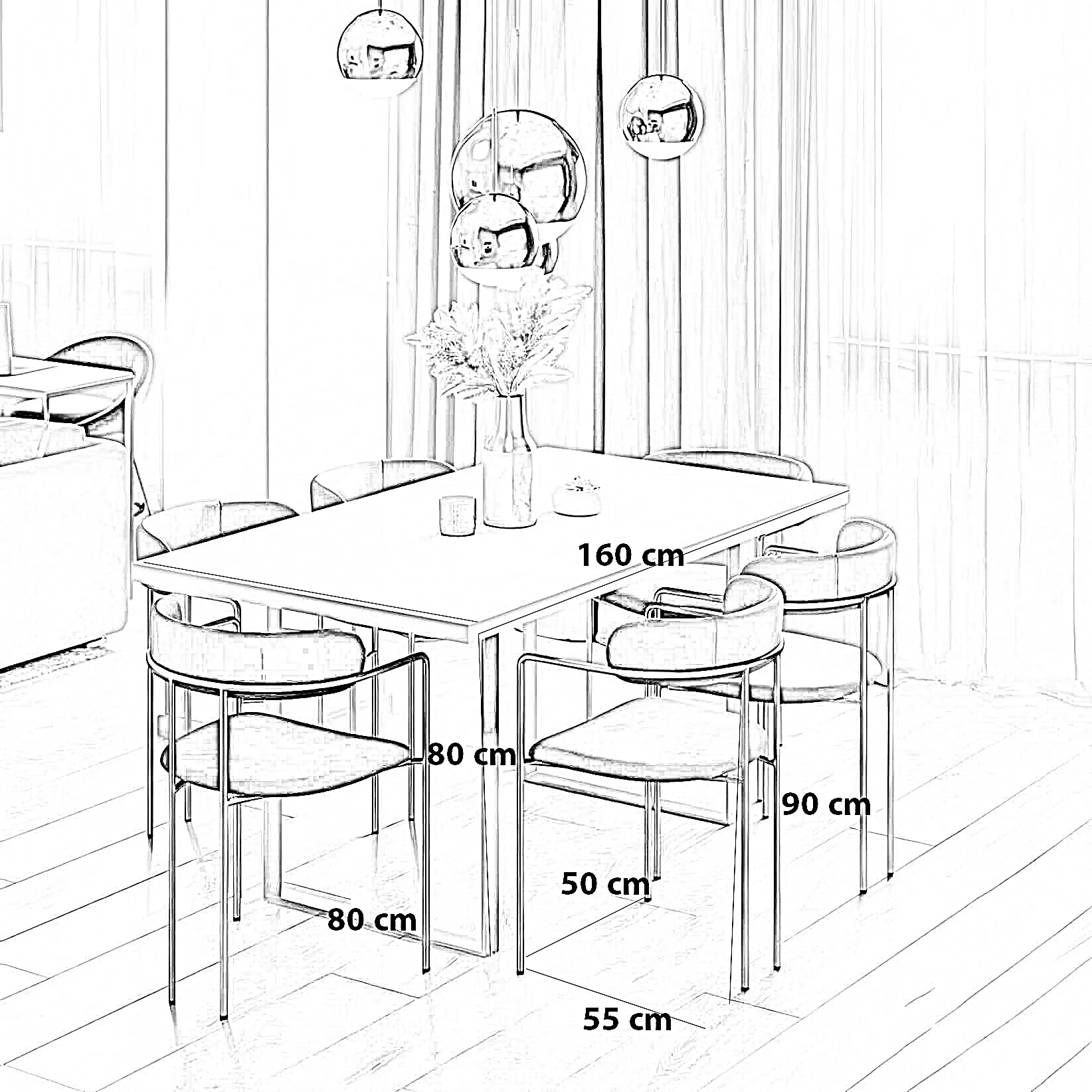طقم سفرة ستيل وخشب ام دي اف، 7 قطع
