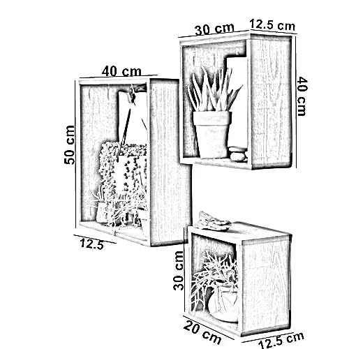 طقم أرفف حائط خشب موسكي، 3 قطع