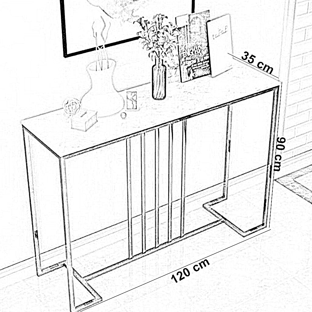كونسول ستيل ورخام، 120×35×90 سم - صورة 3