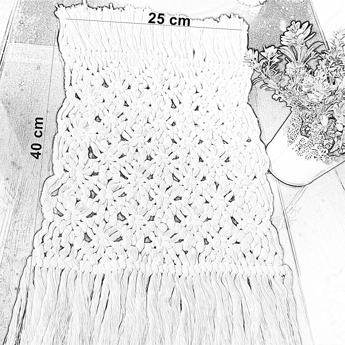 كوستر خيوط مكرمية، 25×40 سم - صورة 3