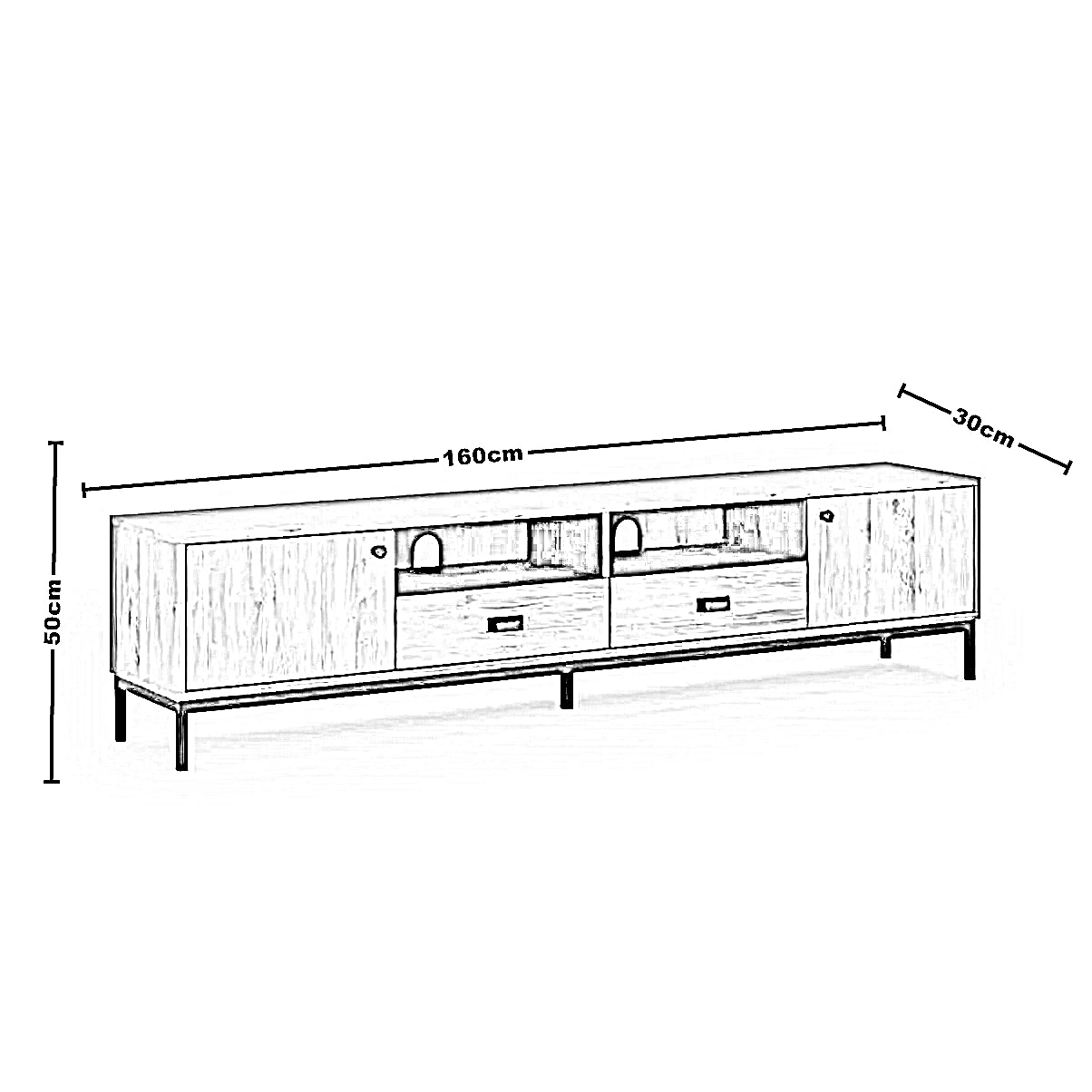 ترابيزة تليفزيون ام دي اف، 160*30*50 سم