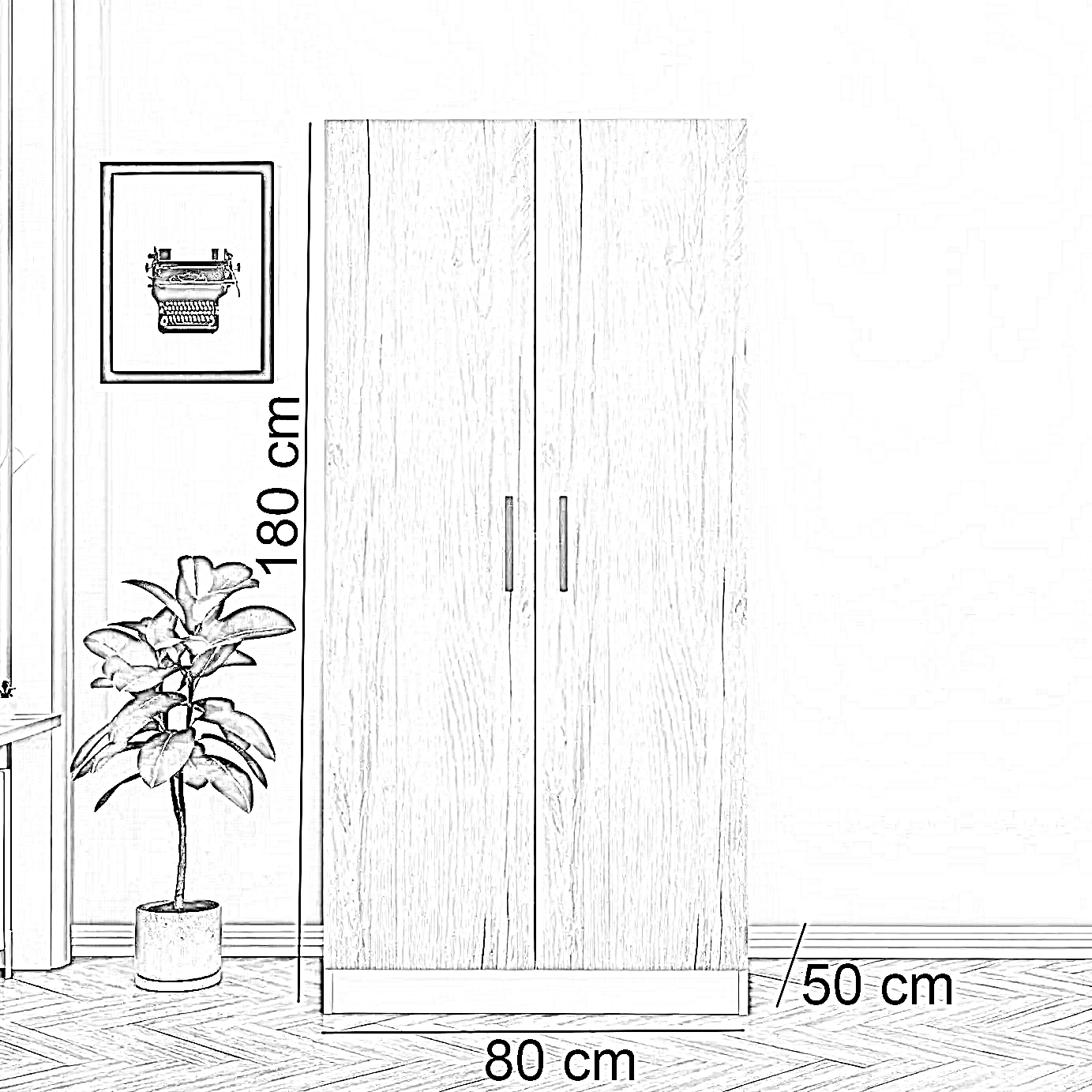 دولاب خشب ام دي اف، 80*50*180 سم