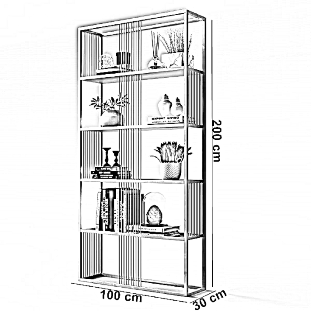 وحدة أرفف ستيل و ام دي اف، 100*30*200 سم