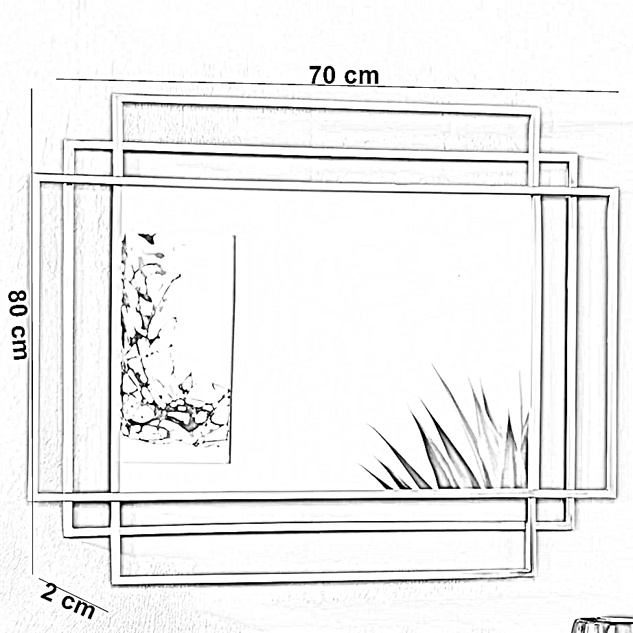 مرايا حائط بإطار خشب ام دي اف، 70*2*80 سم