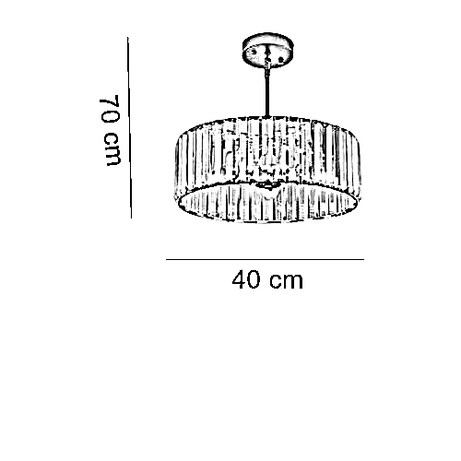 نجفة ستيل و كريستال، 40*70 سم- ذهبي