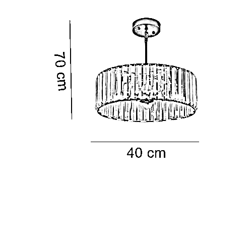 نجفة ستيل و كريستال، 40*70 سم- ذهبي