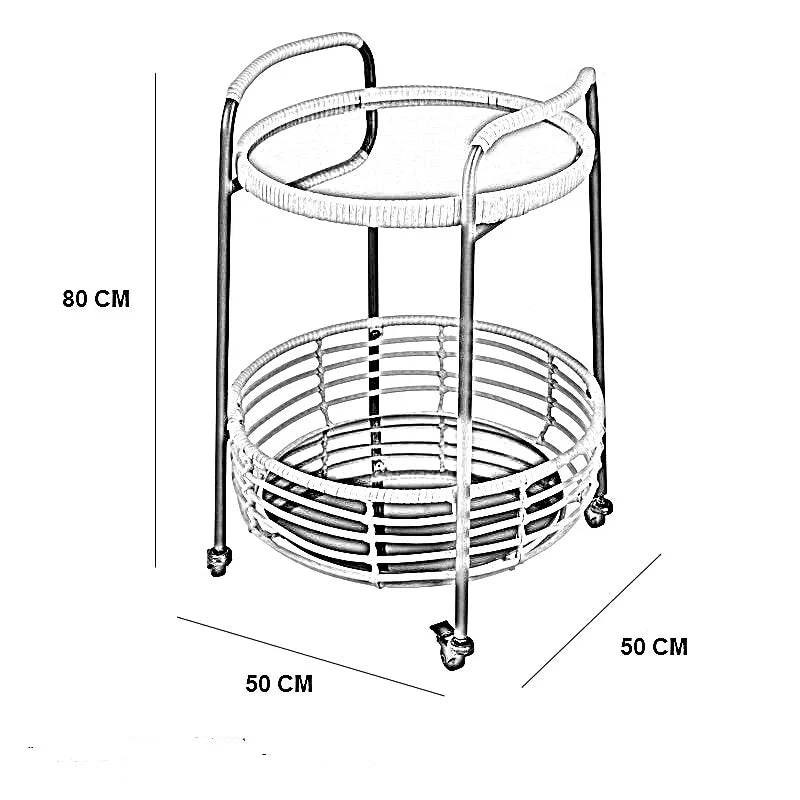 ترابيزة خارجية ستيل و راتان، 50*50*80 سم
